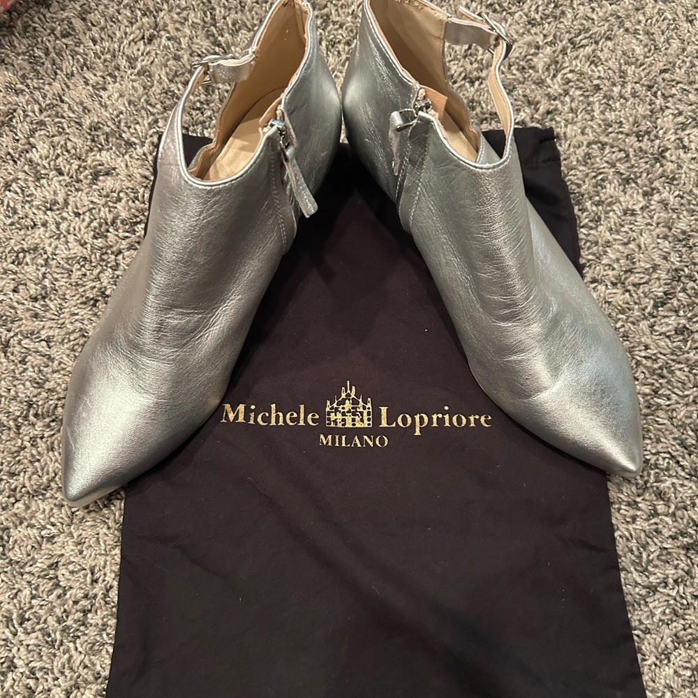 Michele Lopriore Silver Ankle Boots with Modern Design